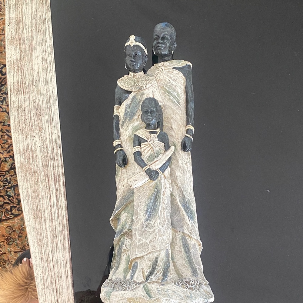 Elegant Family Sculpture in Black and Cream